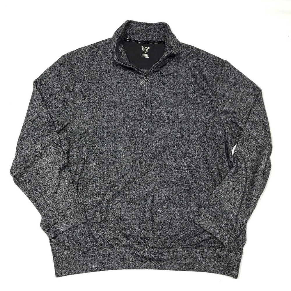 Hudson River Heather Gray 1/4 Zip Mock Neck Long Sleeve Pullover Sweater Mens L